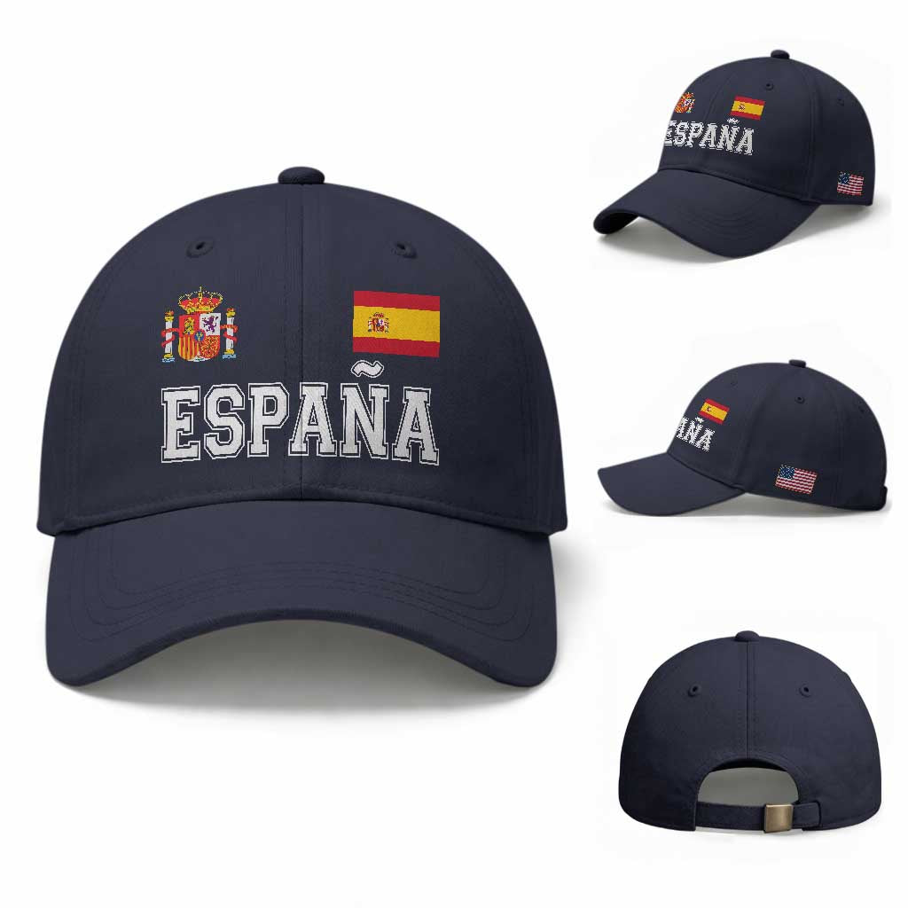 Spain Espana Baseball Cap Vintage Spanish Flag Royal Crest Graphic TS10 Baseball Cap Universal Fit Navy Print Your Wear