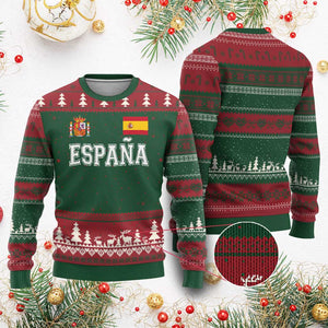 Spain Espana Ugly Christmas Sweater Vintage Spanish Flag Royal Crest Graphic TS10 Red Green Print Your Wear