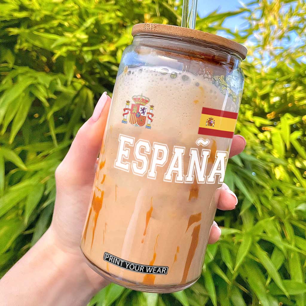 Spain Espana Glass Can Vintage Spanish Flag Royal Crest Graphic TS10 Black Print Your Wear