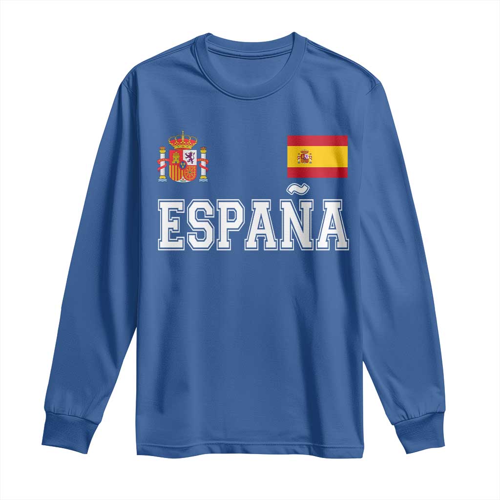 Spain Espana Long Sleeve Shirt Vintage Spanish Flag Royal Crest Graphic TS10 Royal Blue Print Your Wear
