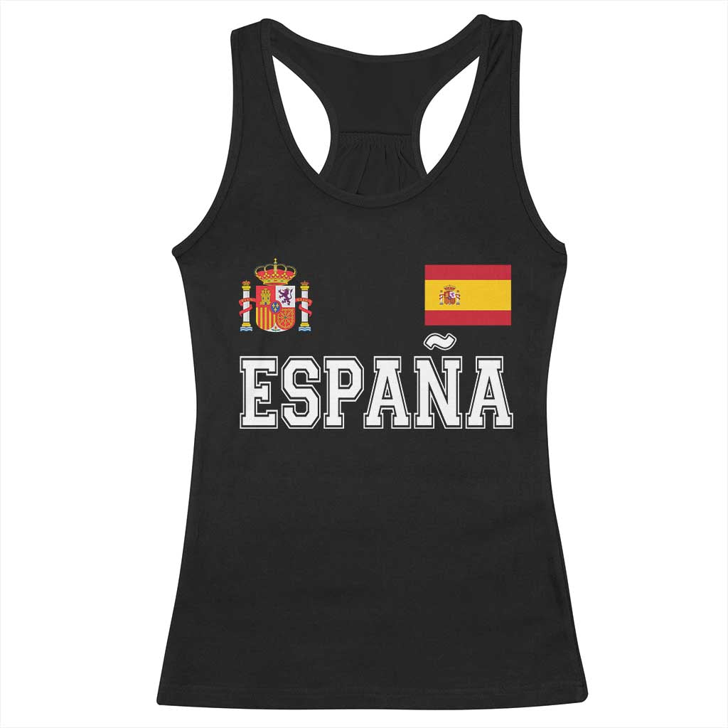 Spain Espana Racerback Tank Top Vintage Spanish Flag Royal Crest Graphic TS10 Black Print Your Wear