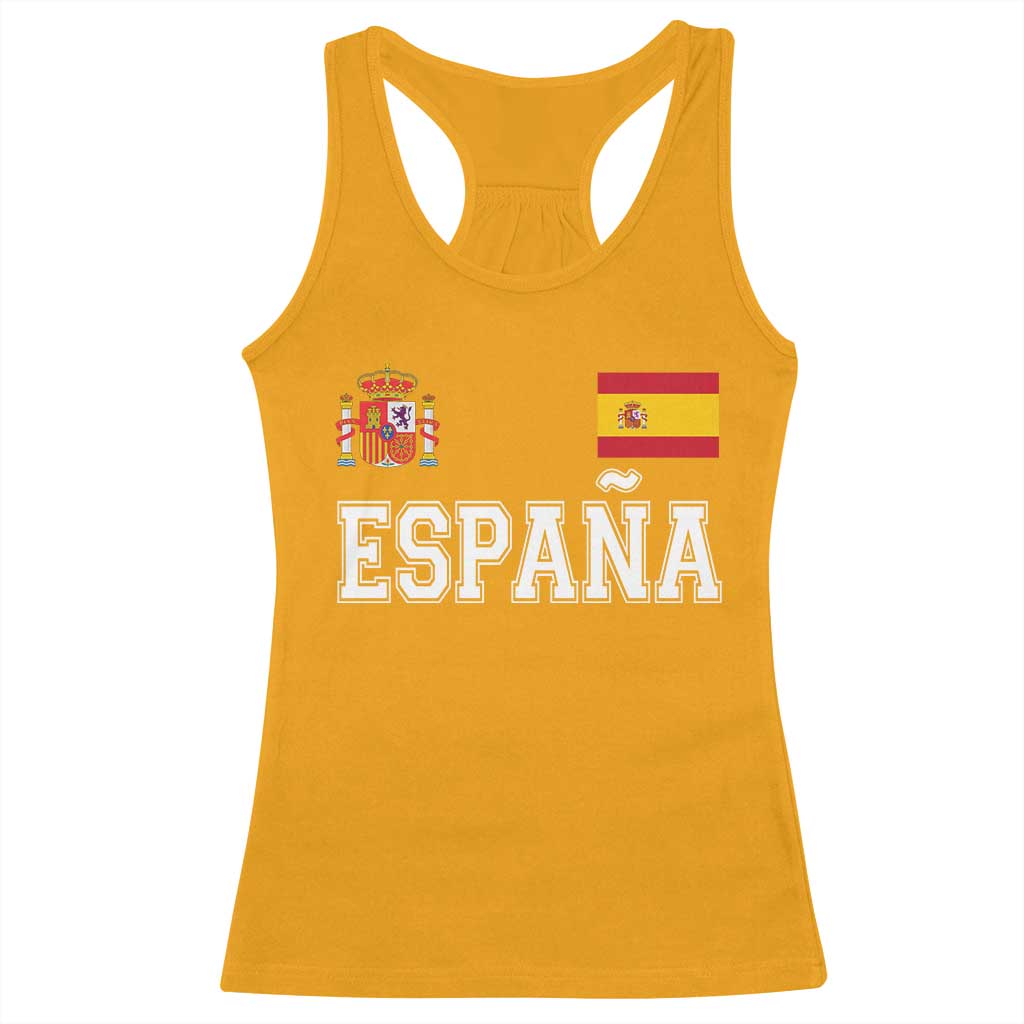 Spain Espana Racerback Tank Top Vintage Spanish Flag Royal Crest Graphic TS10 Gold Print Your Wear
