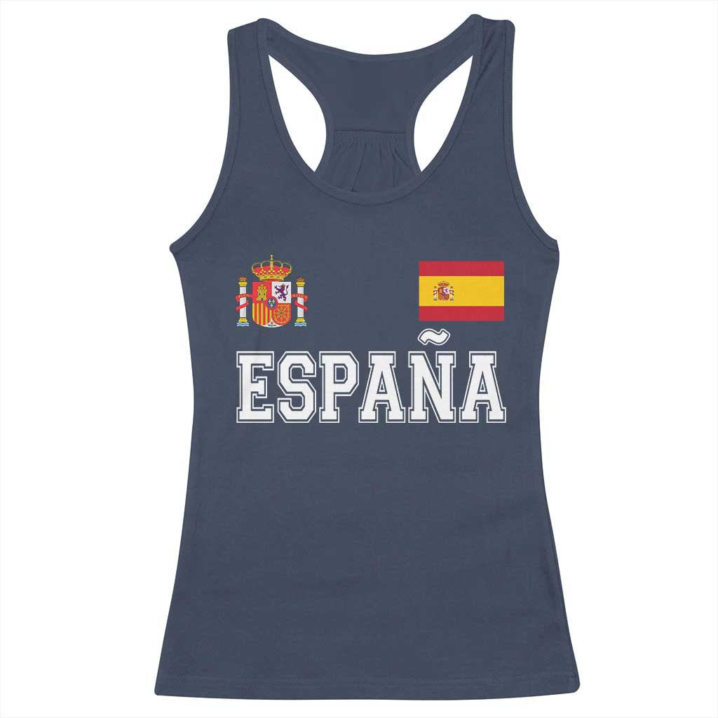 Spain Espana Racerback Tank Top Vintage Spanish Flag Royal Crest Graphic TS10 Navy Print Your Wear