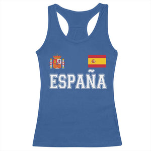 Spain Espana Racerback Tank Top Vintage Spanish Flag Royal Crest Graphic TS10 Royal Blue Print Your Wear