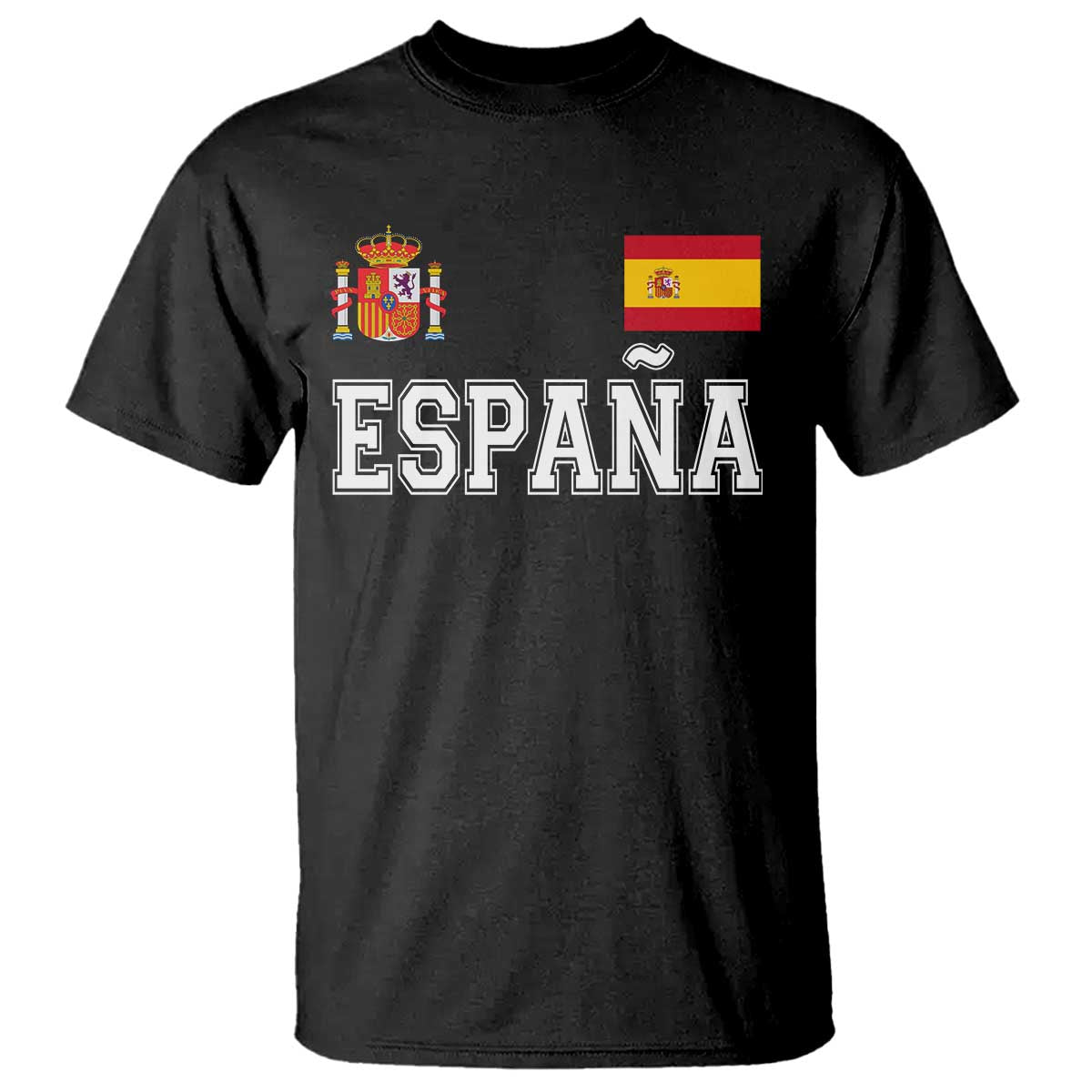 Spain Espana T Shirt Vintage Spanish Flag Royal Crest Graphic TS10 Black Print Your Wear