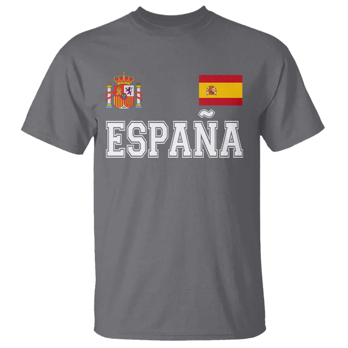Spain Espana T Shirt Vintage Spanish Flag Royal Crest Graphic TS10 Charcoal Print Your Wear