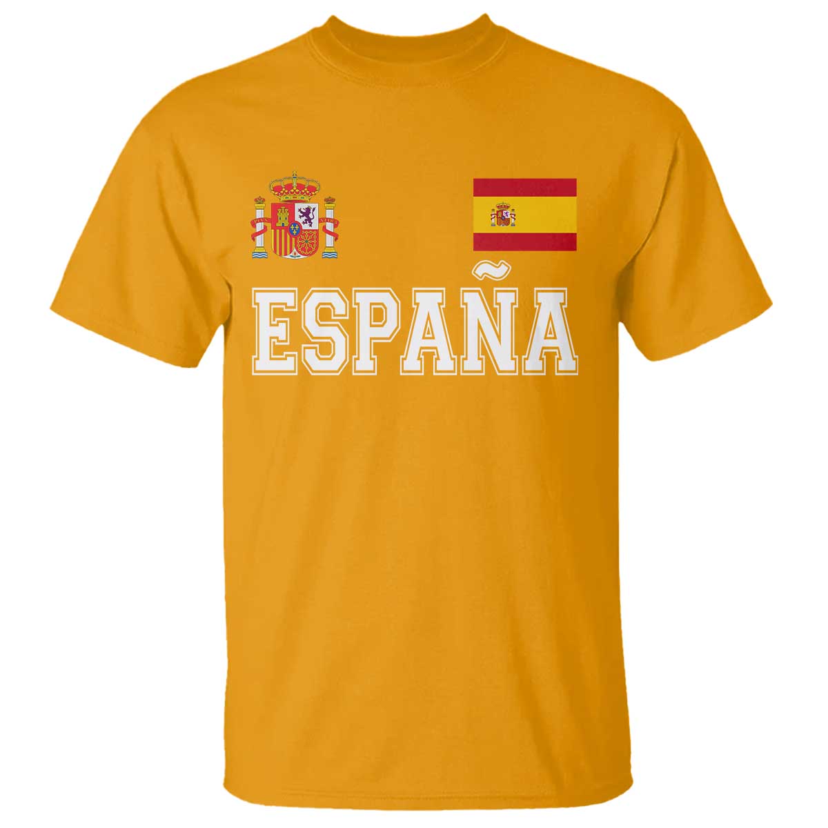 Spain Espana T Shirt Vintage Spanish Flag Royal Crest Graphic TS10 Gold Print Your Wear