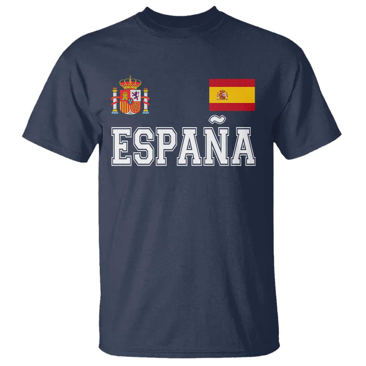 Spain Espana T Shirt Vintage Spanish Flag Royal Crest Graphic TS10 Navy Print Your Wear