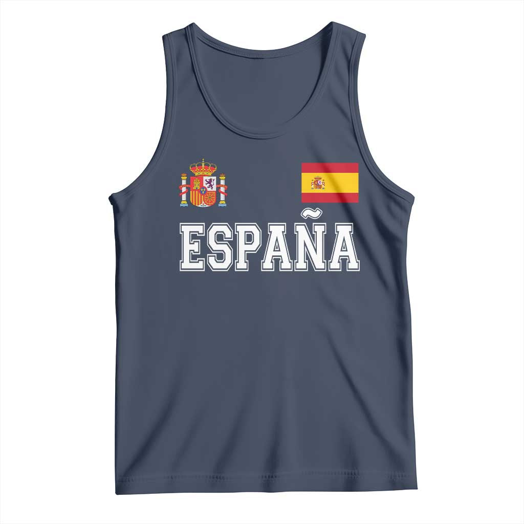 Spain Espana Tank Top Vintage Spanish Flag Royal Crest Graphic TS10 Navy Print Your Wear
