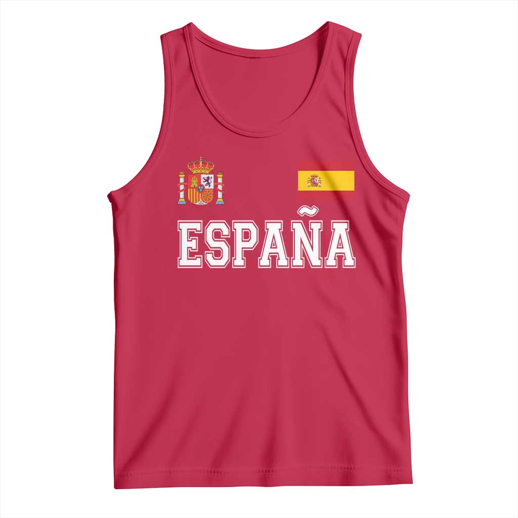 Spain Espana Tank Top Vintage Spanish Flag Royal Crest Graphic TS10 Red Print Your Wear