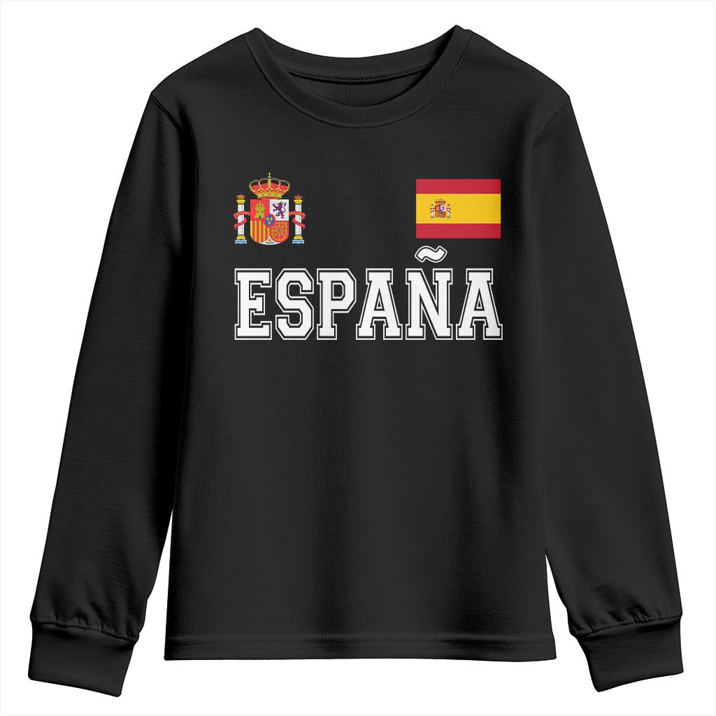 Spain Espana Youth Sweatshirt Vintage Spanish Flag Royal Crest Graphic TS10 Black Print Your Wear