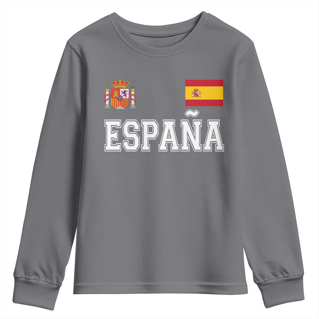 Spain Espana Youth Sweatshirt Vintage Spanish Flag Royal Crest Graphic TS10 Charcoal Print Your Wear