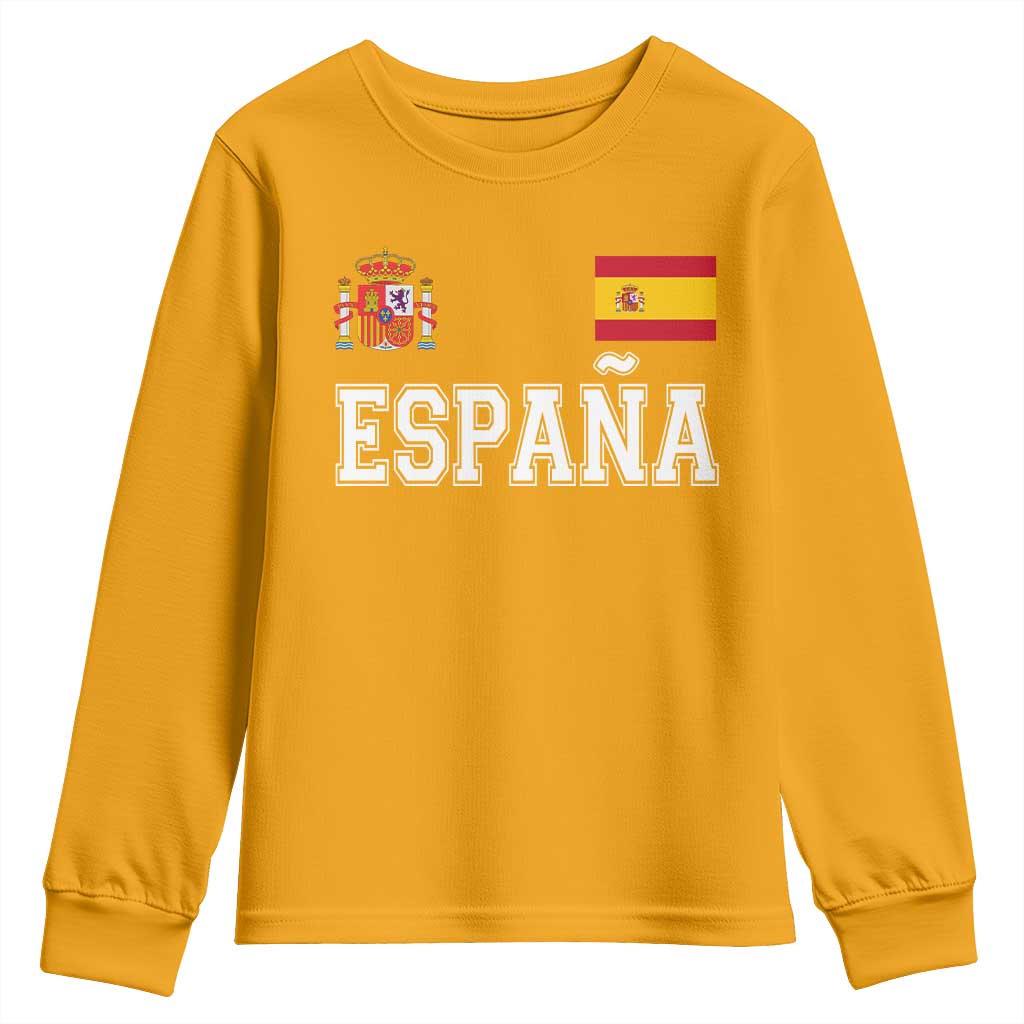 Spain Espana Youth Sweatshirt Vintage Spanish Flag Royal Crest Graphic TS10 Gold Print Your Wear
