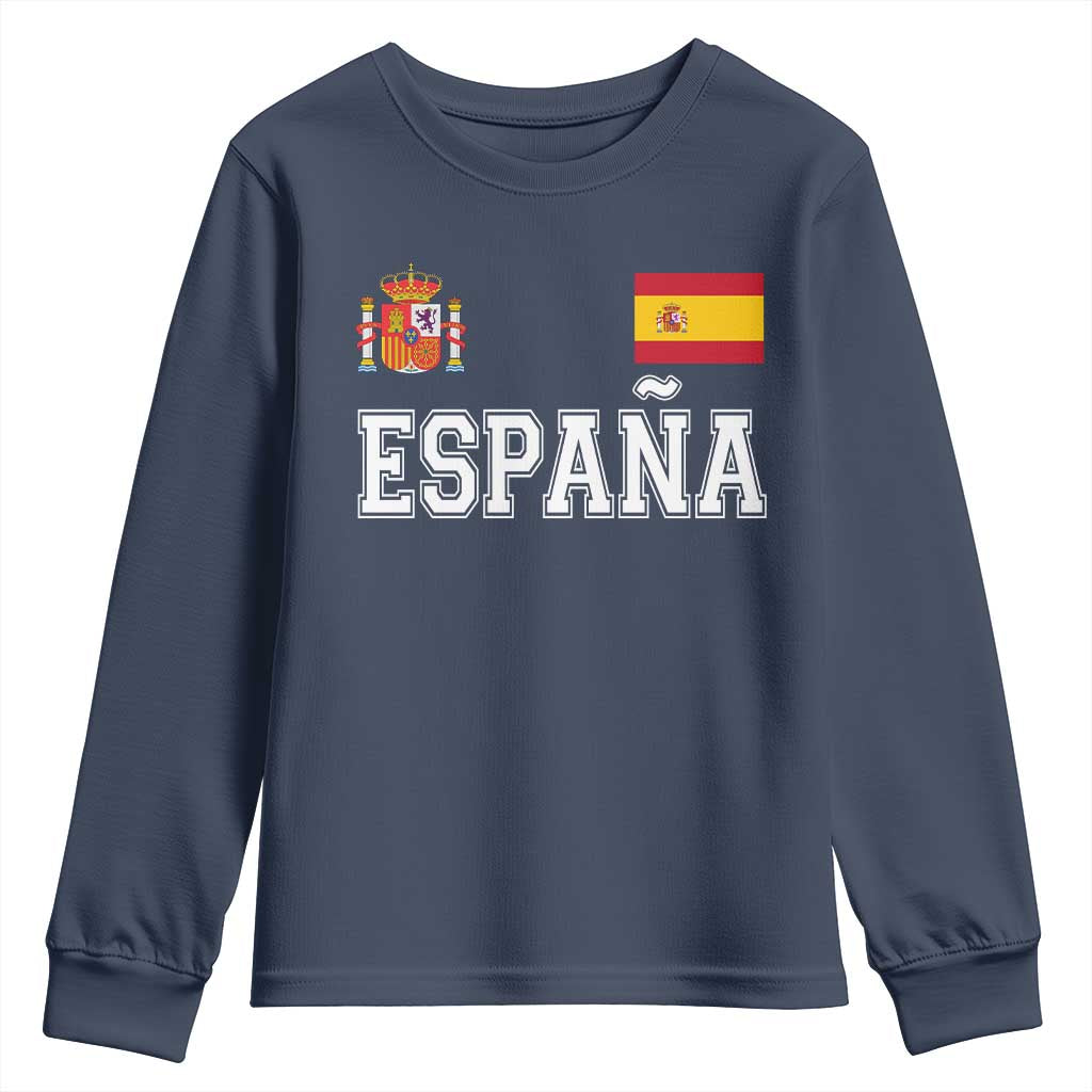 Spain Espana Youth Sweatshirt Vintage Spanish Flag Royal Crest Graphic TS10 Navy Print Your Wear