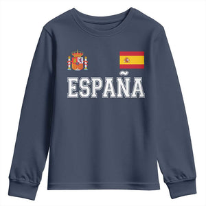 Spain Espana Youth Sweatshirt Vintage Spanish Flag Royal Crest Graphic TS10 Navy Print Your Wear