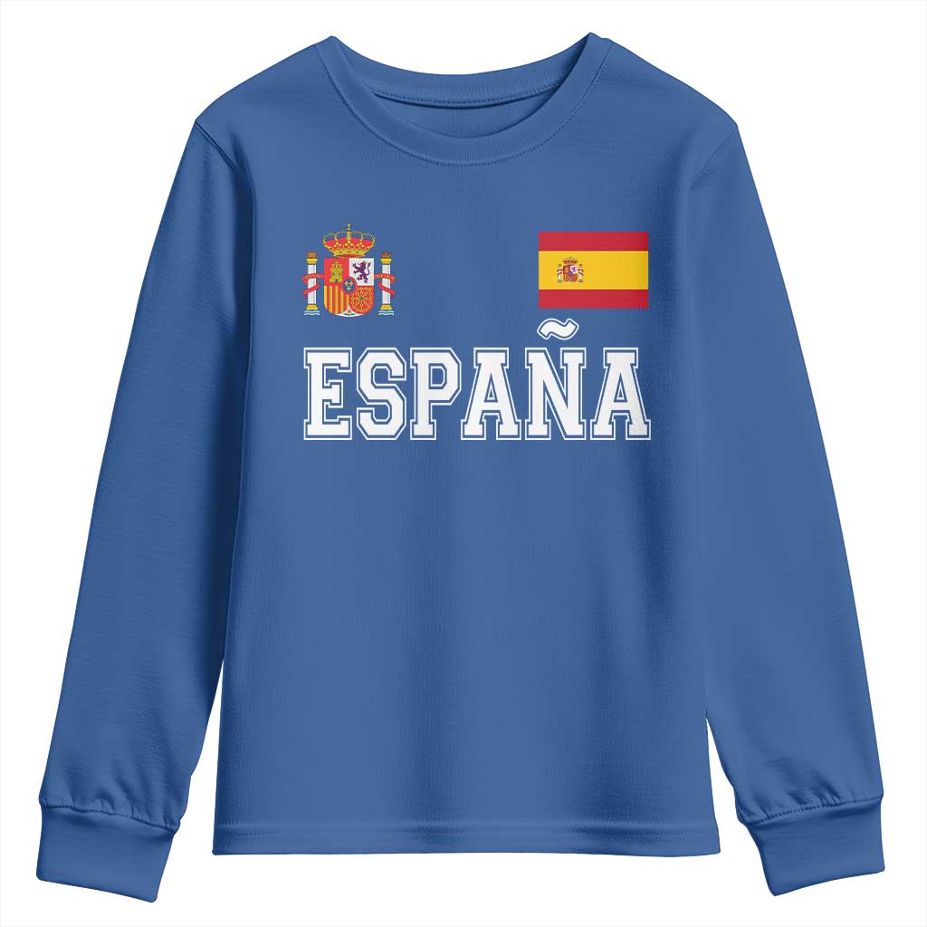 Spain Espana Youth Sweatshirt Vintage Spanish Flag Royal Crest Graphic TS10 Royal Blue Print Your Wear