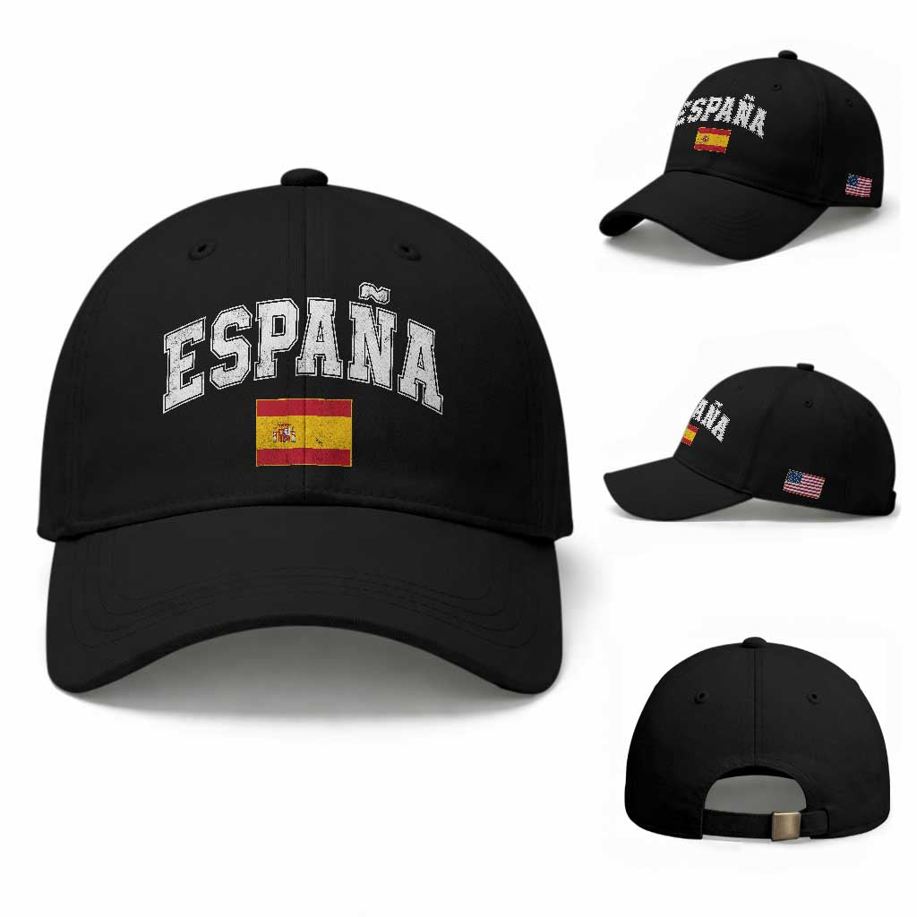 España Vintage Spanish Flag Pride Graphic Baseball Cap TS10 Baseball Cap Universal Fit Black Print Your Wear