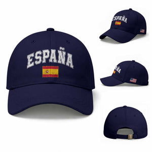 España Vintage Spanish Flag Pride Graphic Baseball Cap TS10 Baseball Cap Universal Fit Dark Blue Print Your Wear
