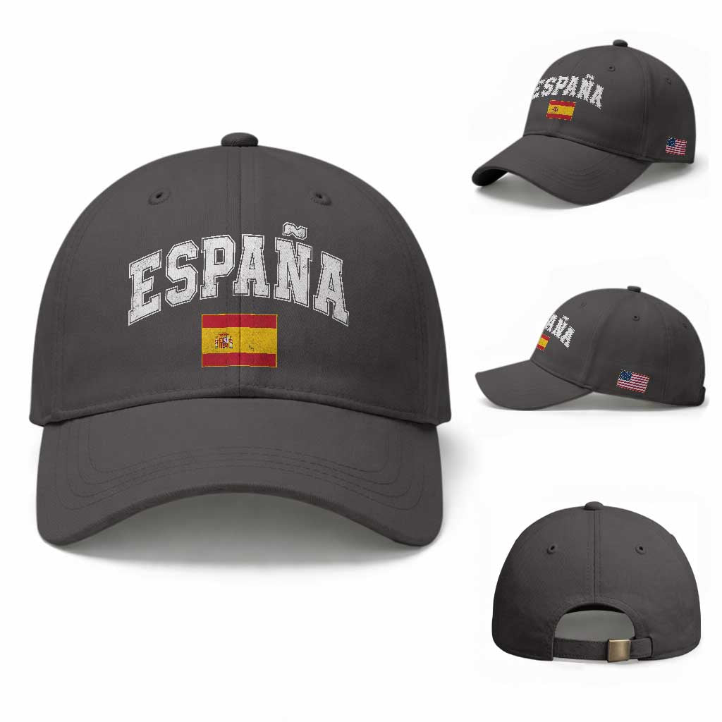 España Vintage Spanish Flag Pride Graphic Baseball Cap TS10 Baseball Cap Universal Fit Dark Gray Print Your Wear