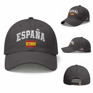 España Vintage Spanish Flag Pride Graphic Baseball Cap TS10 Baseball Cap Universal Fit Dark Gray Print Your Wear