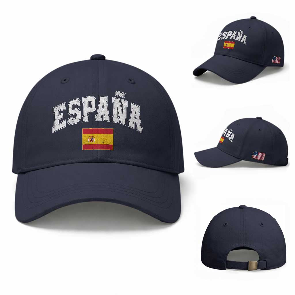 España Vintage Spanish Flag Pride Graphic Baseball Cap TS10 Baseball Cap Universal Fit Navy Print Your Wear