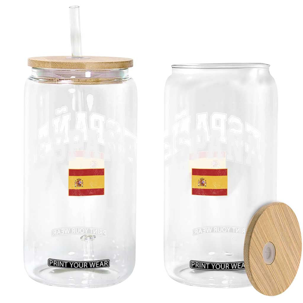 España Vintage Spanish Flag Pride Graphic Glass Can TS10 Print Your Wear