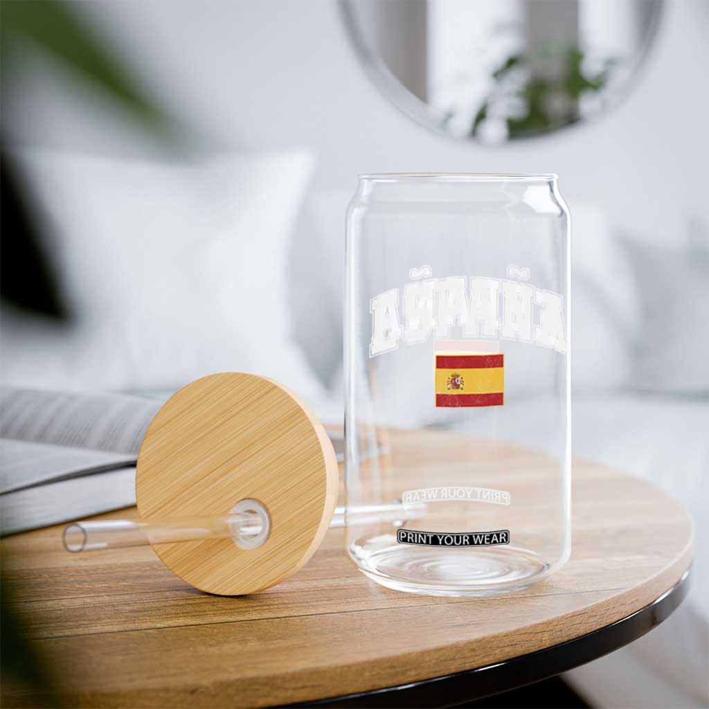 España Vintage Spanish Flag Pride Graphic Glass Can TS10 Print Your Wear