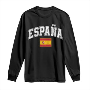 España Vintage Spanish Flag Pride Graphic Long Sleeve Shirt TS10 Black Print Your Wear