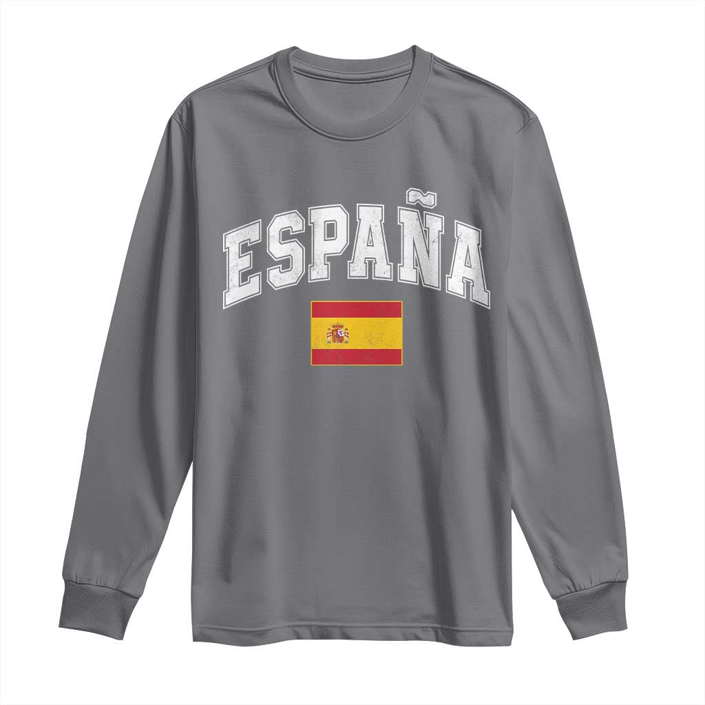 España Vintage Spanish Flag Pride Graphic Long Sleeve Shirt TS10 Charcoal Print Your Wear