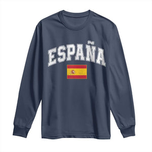 España Vintage Spanish Flag Pride Graphic Long Sleeve Shirt TS10 Navy Print Your Wear