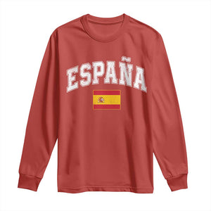España Vintage Spanish Flag Pride Graphic Long Sleeve Shirt TS10 Red Print Your Wear