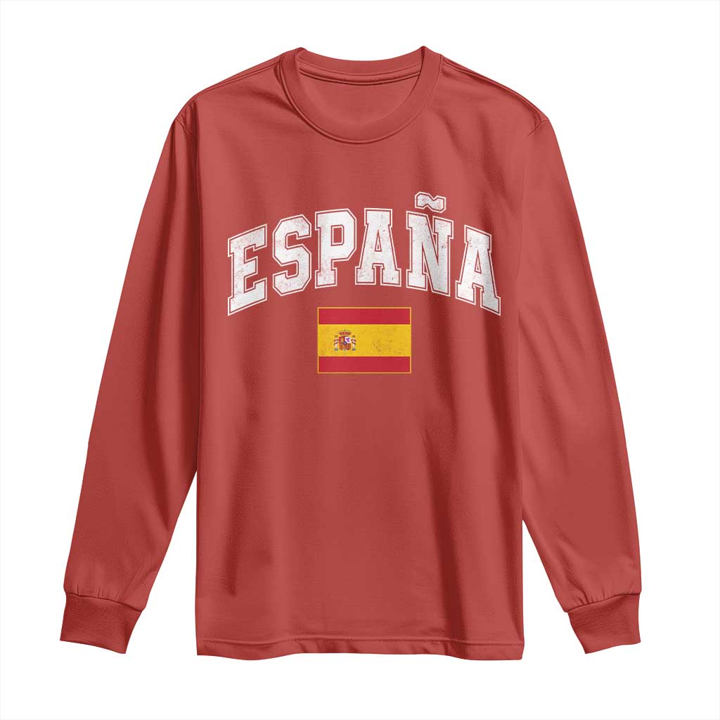 España Vintage Spanish Flag Pride Graphic Long Sleeve Shirt TS10 Red Print Your Wear