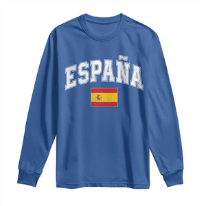 España Vintage Spanish Flag Pride Graphic Long Sleeve Shirt TS10 Royal Blue Print Your Wear