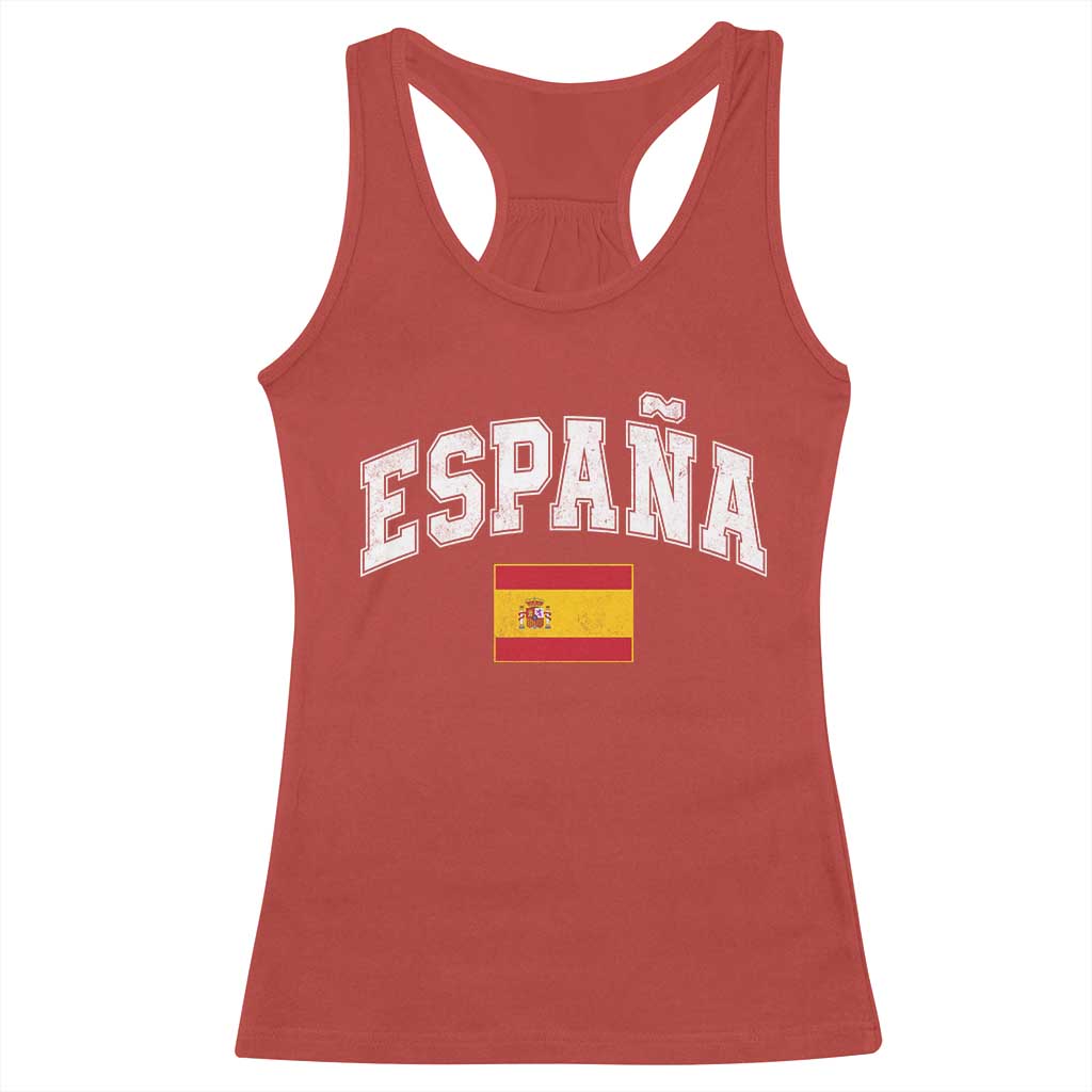 España Vintage Spanish Flag Pride Graphic Racerback Tank Top TS10 Red Print Your Wear