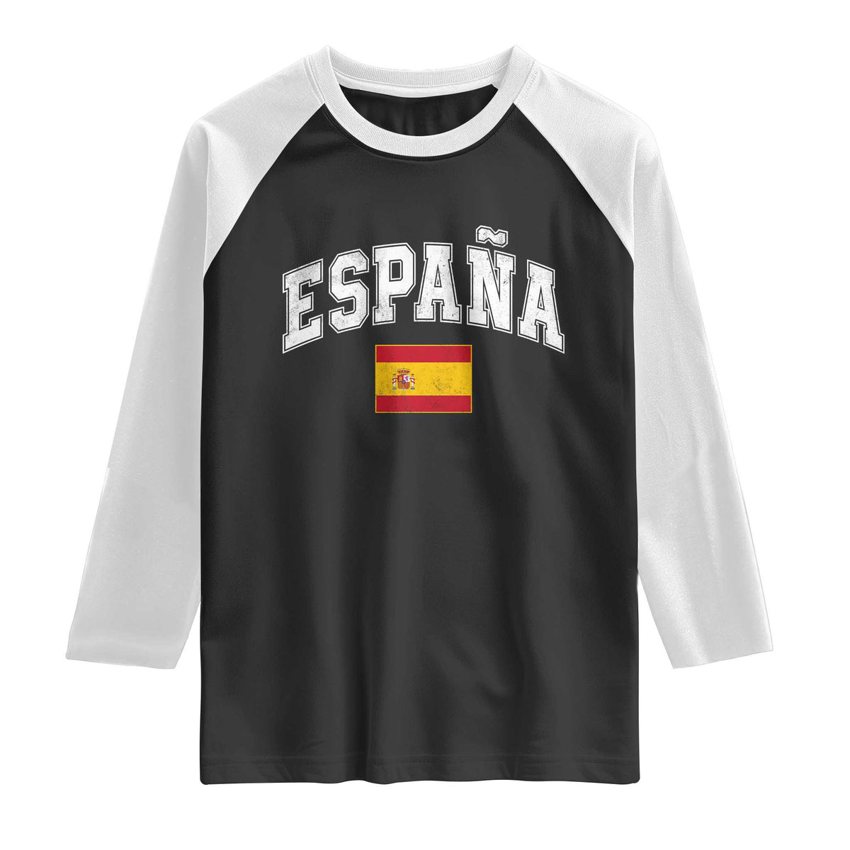 España Vintage Spanish Flag Pride Graphic Raglan Shirt TS10 Black White Print Your Wear