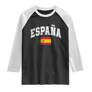 España Vintage Spanish Flag Pride Graphic Raglan Shirt TS10 Black White Print Your Wear