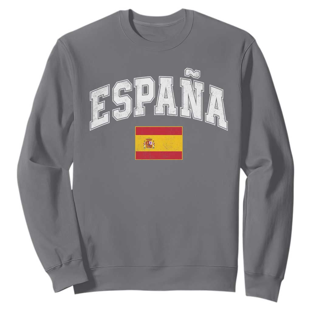 España Vintage Spanish Flag Pride Graphic Sweatshirt TS10 Charcoal Print Your Wear