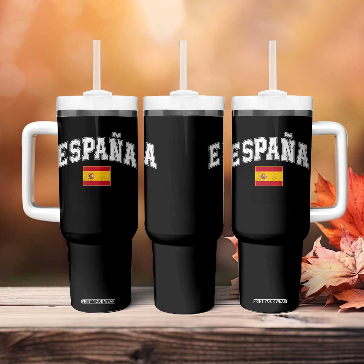 España Vintage Spanish Flag Pride Graphic Tumbler With Handle TS10 Print Your Wear
