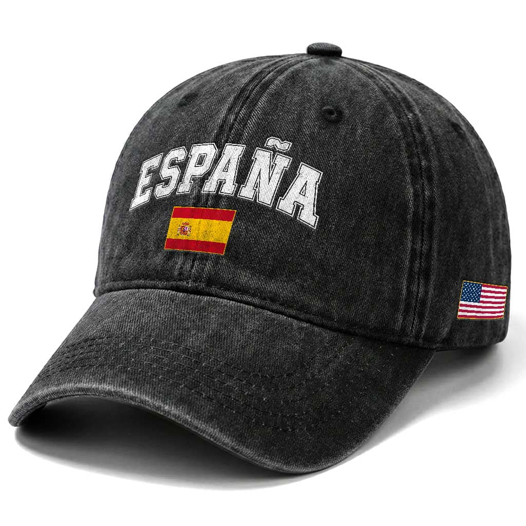 España Vintage Spanish Flag Pride Graphic Washed Cotton Baseball Cap TS10 Print Your Wear