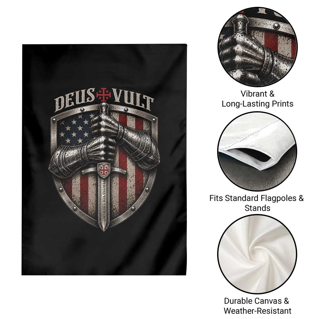 Catholic Knight Templar Crusader Garden Flag Rertro Deus Vult American Flag TS10 Print Your Wear