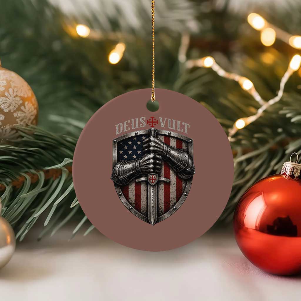 Catholic Knight Templar Crusader Ceramic Ornament Rertro Deus Vult American Flag TS10 1pc Mocha Print Your Wear