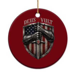 Catholic Knight Templar Crusader Ceramic Ornament Rertro Deus Vult American Flag TS10 1pc Red Print Your Wear