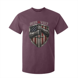 Catholic Knight Templar Crusader T Shirt For Kid Rertro Deus Vult American Flag TS10 Maroon Print Your Wear
