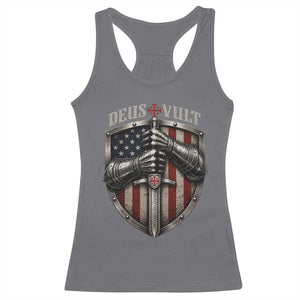 Catholic Knight Templar Crusader Racerback Tank Top Rertro Deus Vult American Flag TS10 Charcoal Print Your Wear