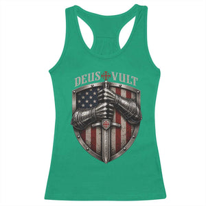 Catholic Knight Templar Crusader Racerback Tank Top Rertro Deus Vult American Flag TS10 Irish Green Print Your Wear
