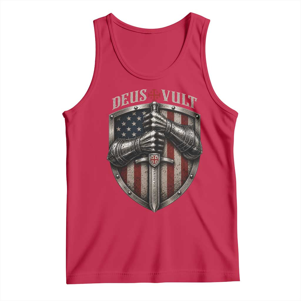 Catholic Knight Templar Crusader Tank Top Rertro Deus Vult American Flag TS10 Red Print Your Wear