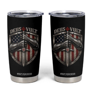 Catholic Knight Templar Crusader Tumbler Cup Rertro Deus Vult American Flag TS10 Black Print Your Wear