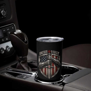 Catholic Knight Templar Crusader Tumbler Cup Rertro Deus Vult American Flag TS10 Print Your Wear