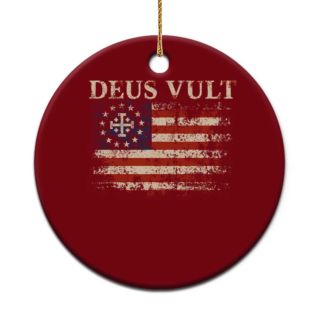 Catholic Knight Templar Crusader Cross Ceramic Ornament Vintage American Flag TS10 1pc Red Print Your Wear