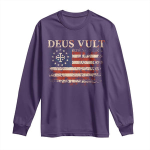 Catholic Knight Templar Crusader Cross Long Sleeve Shirt Vintage American Flag TS10 Purple Print Your Wear